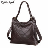 Cobbler Legend Diamond Genuine Leather Luxury Handbags Women Tote Bags Metal Ring Designer Casual