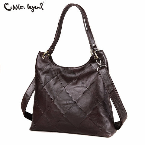 Cobbler Legend Diamond Genuine Leather Luxury Handbags Women Tote Bags Metal Ring Designer Casual