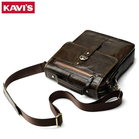 Kavis 100% Cowhide Genuine Leather Original Messenger Bag Men Shoulder Crossbody Handbag Bolsas Sac