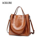 Acelure Casual Large Capacity Women Tote Shoulder Bag Pu Leather Ladies Bucket Handbag Messenger