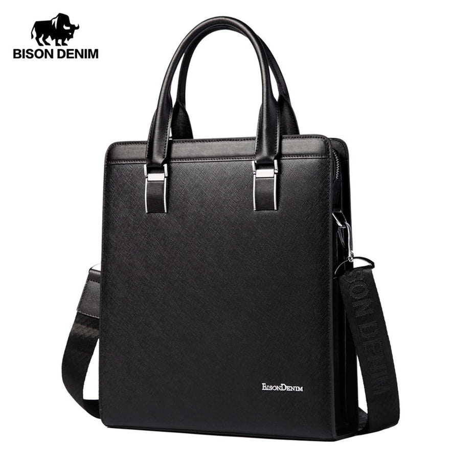 Bison Denim Genuine Leather Handbag Men Business Messenger Bag Leather ...