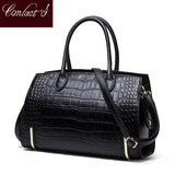 Fashion Women Bags Genuine Leather Handbags Alligator High Quality Zipper Design Black Red Lady