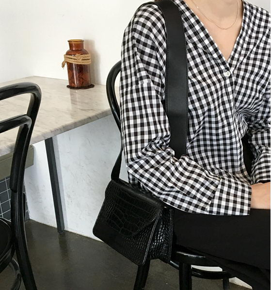 Diinovivo Pu Leather Small Square Bag New Wide Shoulder Bag Vintage Crocodile Pattern Fashion