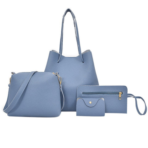 Adisputent Women 4 Set Handbag Shoulder Bags Baglitchi Grain Tassel Package Bags Crossbody Shoulder