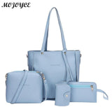 4Pcs/Set Lichi Leather Tassels Women Shouder Bag Tote Female Clutch Card Bags Women Shoulder