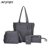 4Pcs/Set Lichi Leather Tassels Women Shouder Bag Tote Female Clutch Card Bags Women Shoulder