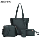 4Pcs/Set Lichi Leather Tassels Women Shouder Bag Tote Female Clutch Card Bags Women Shoulder