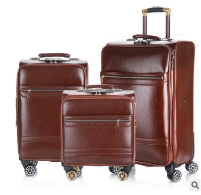 18 Inch 20 Inch Men Spinner Suitcase Luggage 24 Trolley Suitcase Pu Travel Rolling Baggage Bag On