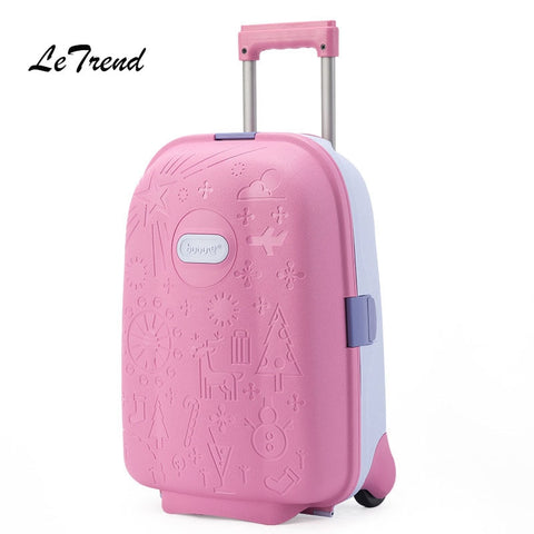 Letrend Kids Cute Cartoon Rolling Luggage Spinner Children Wheel Suitcases Trolley Travel Bag