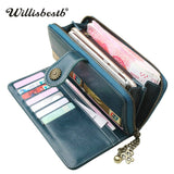2018 New Vintage Button Phone Purses Women Wallets Female Purse Leather Brand Retro Ladies Long