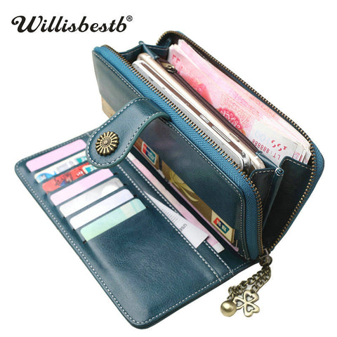 2018 New Vintage Button Phone Purses Women Wallets Female Purse Leather Brand Retro Ladies Long
