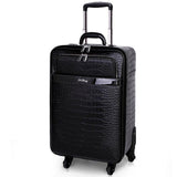 Men Real Cowhide Leather Crocodile Pattern Trolley Luggage 16/20/22 Inch Spinner Suitcase Laptop