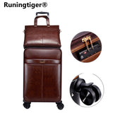 16"20"24"Luxury Luggage Suitcase Bag Waterproof Pu Leather Travel Box With Wheel Rolling Trolley
