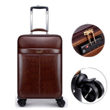 16"20"24"Luxury Luggage Suitcase Bag Waterproof Pu Leather Travel Box With Wheel Rolling Trolley
