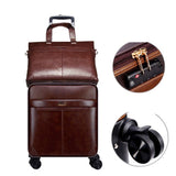 16"20"24"Luxury Luggage Suitcase Bag Waterproof Pu Leather Travel Box With Wheel Rolling Trolley
