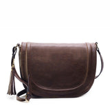 Amelie Galanti Large Saddle Bag Crossbody Bags For Women Brown Flap Purses  With Tassel Over The