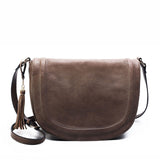 Amelie Galanti Large Saddle Bag Crossbody Bags For Women Brown Flap Purses  With Tassel Over The