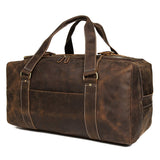 J.M.D Crazy Horse Genuine Leather Travel Bag Men Vintage Travel Duffel Bag Big Cow Leather Carry On