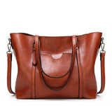 Oil Wax Pu Leather Large Capacity Tote Bag