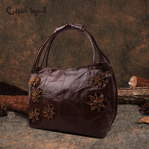 Cobbler Legend 2018 New Flower Vintage Women Totes Bag Female Fashion Handbags Luxury Retro Hobos