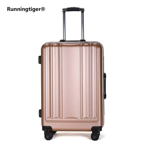 New Usb Charging Port Suitcase Aluminum Frame Brake Shock Absorber Trolley Case Woman 24Inch Travel