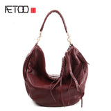 Aetoo Pure Leather Europe, Japan And South Korea Fashion Handbags Leather Shoulder Portable