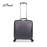 Letrend Spinner Vintage Suitcases Wheel Rolling Luggage 16/20 Inch Business Trolley Pu Leather
