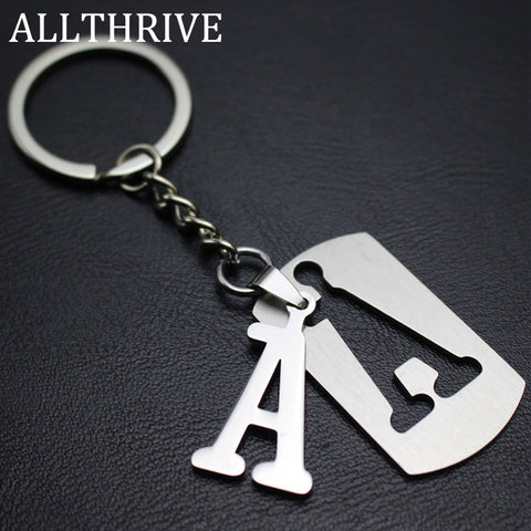 Stainless Steel Alphabet Key Chain Ring 26 English Initial Letters Keychains Car Wallet Handbags