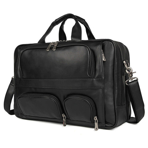 Gentlemen Cowhide Briefcase Good Genuine Leather Male Business Trip Handbag Big Capacity Fit Up
