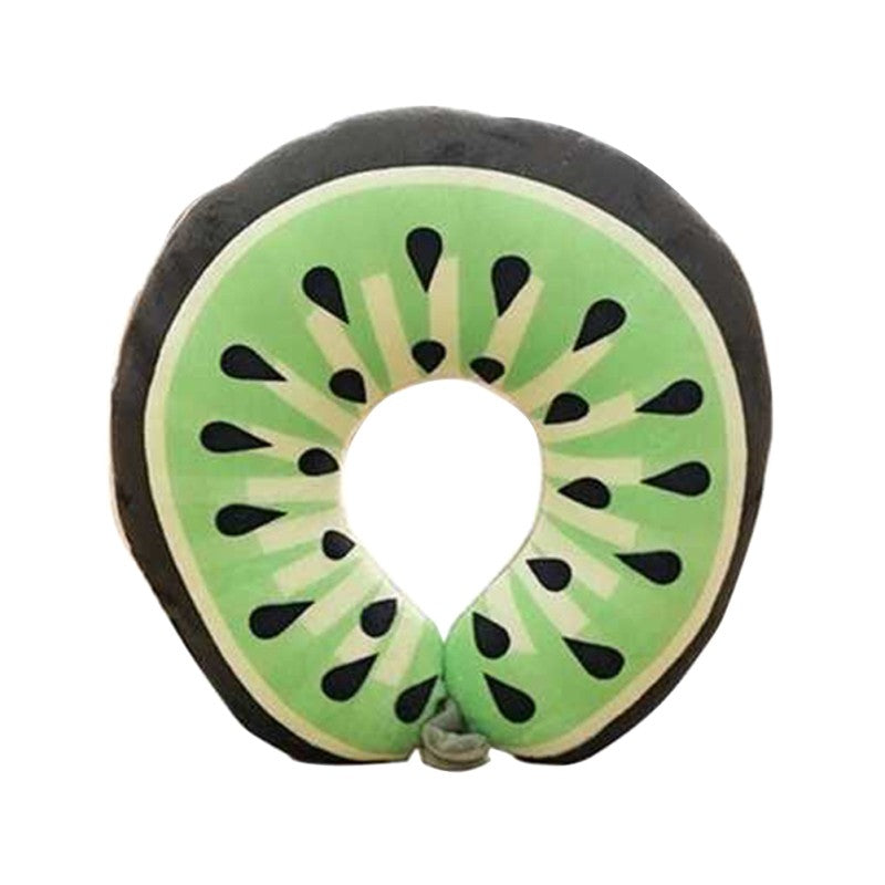 Fruit U Shaped Travel Pillow Creative Printed Fruit Kiwi Neck Pillow Soft Cushion (Green)