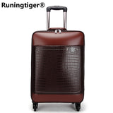 Luggage Trolley Case 24 Inch Men'S Luxury Brand Carry-On Luggage Pu Business Luggage Suitcase Retro