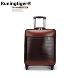 Luggage Trolley Case 24 Inch Men'S Luxury Brand Carry-On Luggage Pu Business Luggage Suitcase Retro