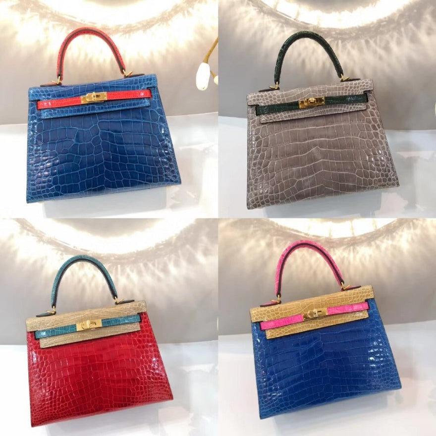 Lgloiv Top Quality Real Crocodile Skin Bags Brikin 25  Leather Women  Female Crossbody Bag Brand