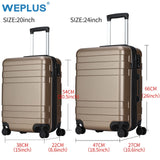 Weplus 2Pcs/Set Travel Suitcase Rolling Luggage Hardside Business Suitcase With Wheels Tsa Lock