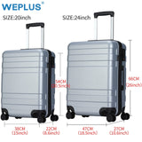 Weplus 2Pcs/Set Travel Suitcase Rolling Luggage Hardside Business Suitcase With Wheels Tsa Lock
