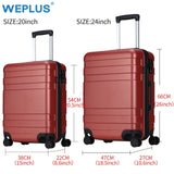 Weplus 2Pcs/Set Travel Suitcase Rolling Luggage Hardside Business Suitcase With Wheels Tsa Lock