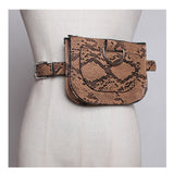 Women Waist Pack Serpentine Fanny Pack Pu Leahter Waist Bag Famal Fashion Snake Skin Waist Belt