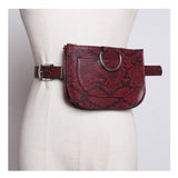 Women Waist Pack Serpentine Fanny Pack Pu Leahter Waist Bag Famal Fashion Snake Skin Waist Belt