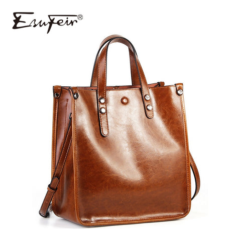 Esufeir Genuine Leather Lady Handbags Vintage Shoulder Bag Crossbody Bag Women Handbags