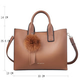 Miyaco Women Leather Handbags Casual Brown Tote Bags Crossbody Bag Top-Handle Bag With Tassel And
