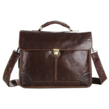 Fashion Oil Waxed Genuine Cow Leather Men Business Cowhide Tote Handbag Male Laptop Bag Large