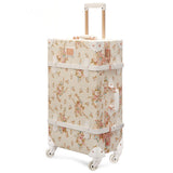 Wholesale!13" 20" 22" 24" 26" Retro Pu Leather Floral Trolley Luggage Bag,Girl Japan Vintage
