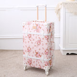 Wholesale!13" 20" 22" 24" 26" Retro Pu Leather Floral Trolley Luggage Bag,Girl Japan Vintage