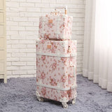 Wholesale!13" 20" 22" 24" 26" Retro Pu Leather Floral Trolley Luggage Bag,Girl Japan Vintage