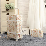 Wholesale!13" 20" 22" 24" 26" Retro Pu Leather Floral Trolley Luggage Bag,Girl Japan Vintage
