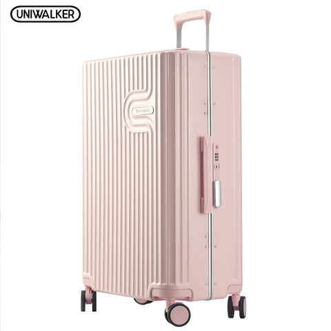 Uniwalker Pink 20''24''26'' Women 100% Pc Suitcase Carry On Suitcase Spinner Wheel Travel Luggage