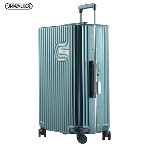 Uniwalker 100% Pc 20''24''26'' Inch Rolling Luggage Aluminium Frame Suitcase Trolley Solid Travel