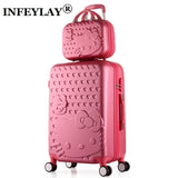2Pcs/Set Lovely 14" Cosmetic Bag Hello Kitty 20/22/24/28 Inch Girl Students Trolley Case Travel
