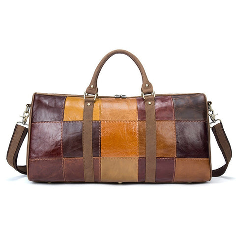 New Genuine Leather Large Travel Duffle Handbag Unisex(Men&Women) Crossbody Shoulder Bag