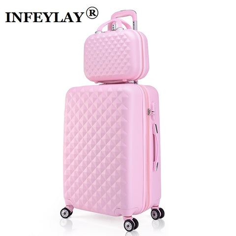 2Pcs/Set 14Inch Cosmetic Bag 20/22/24/28 Inches Girl Students Trolley Case Travel Spinner Luggage